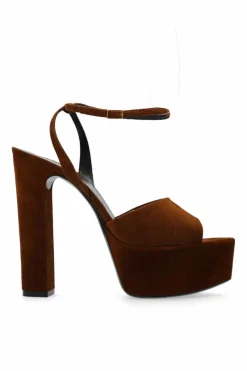 Saint Laurent BRĄZOWY Sandały na platformie ‘Jodie‘