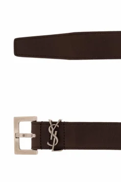 Saint Laurent BRĄZOWY Skórzany pasek