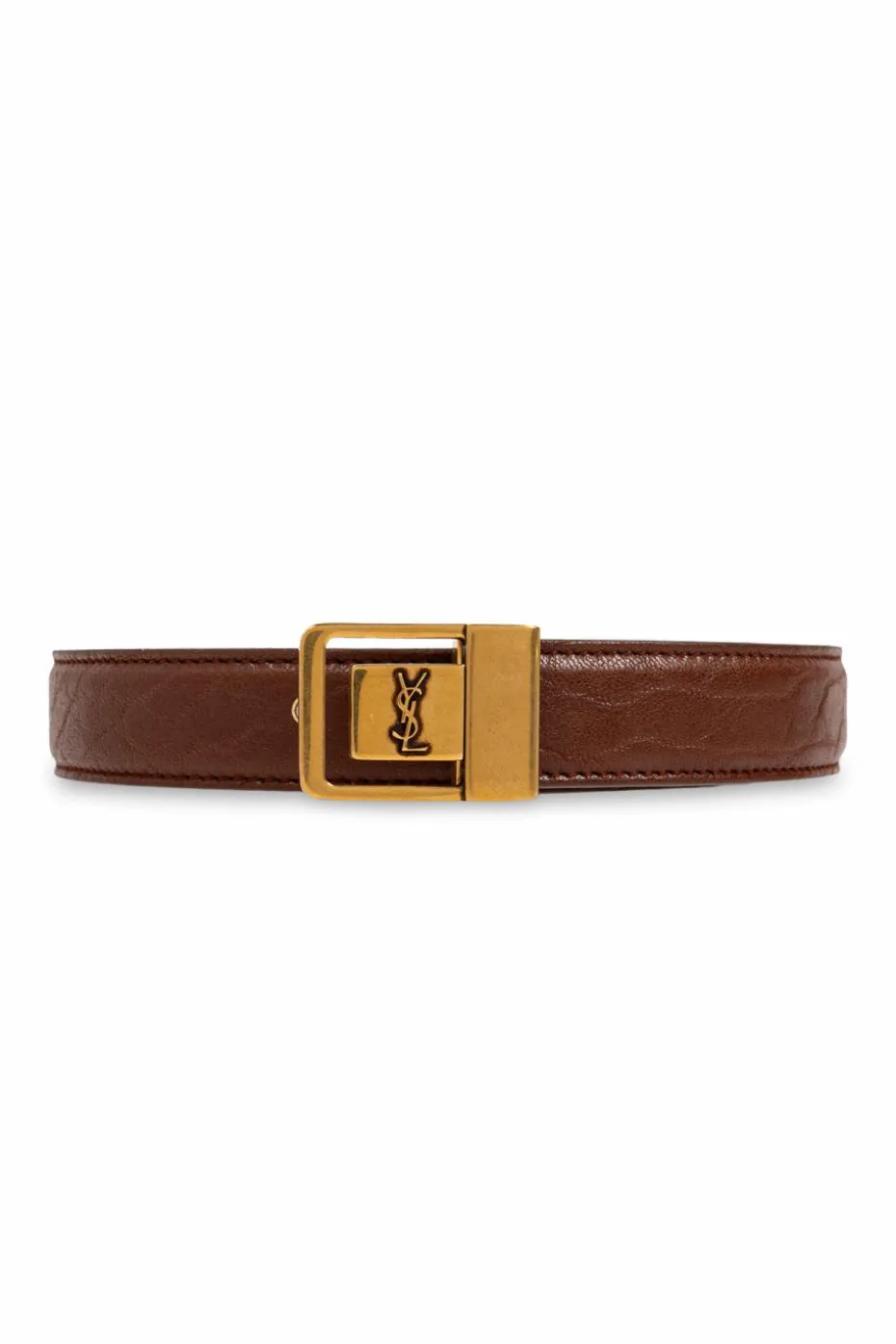 Saint Laurent BRĄZOWY Skórzany pasek