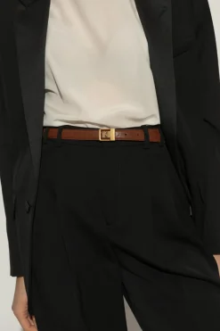 Saint Laurent BRĄZOWY Skórzany pasek