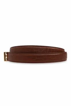 Saint Laurent BRĄZOWY Skórzany pasek