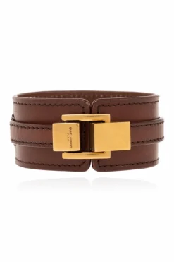 Saint Laurent BRĄZOWY Skórzana bransoleta