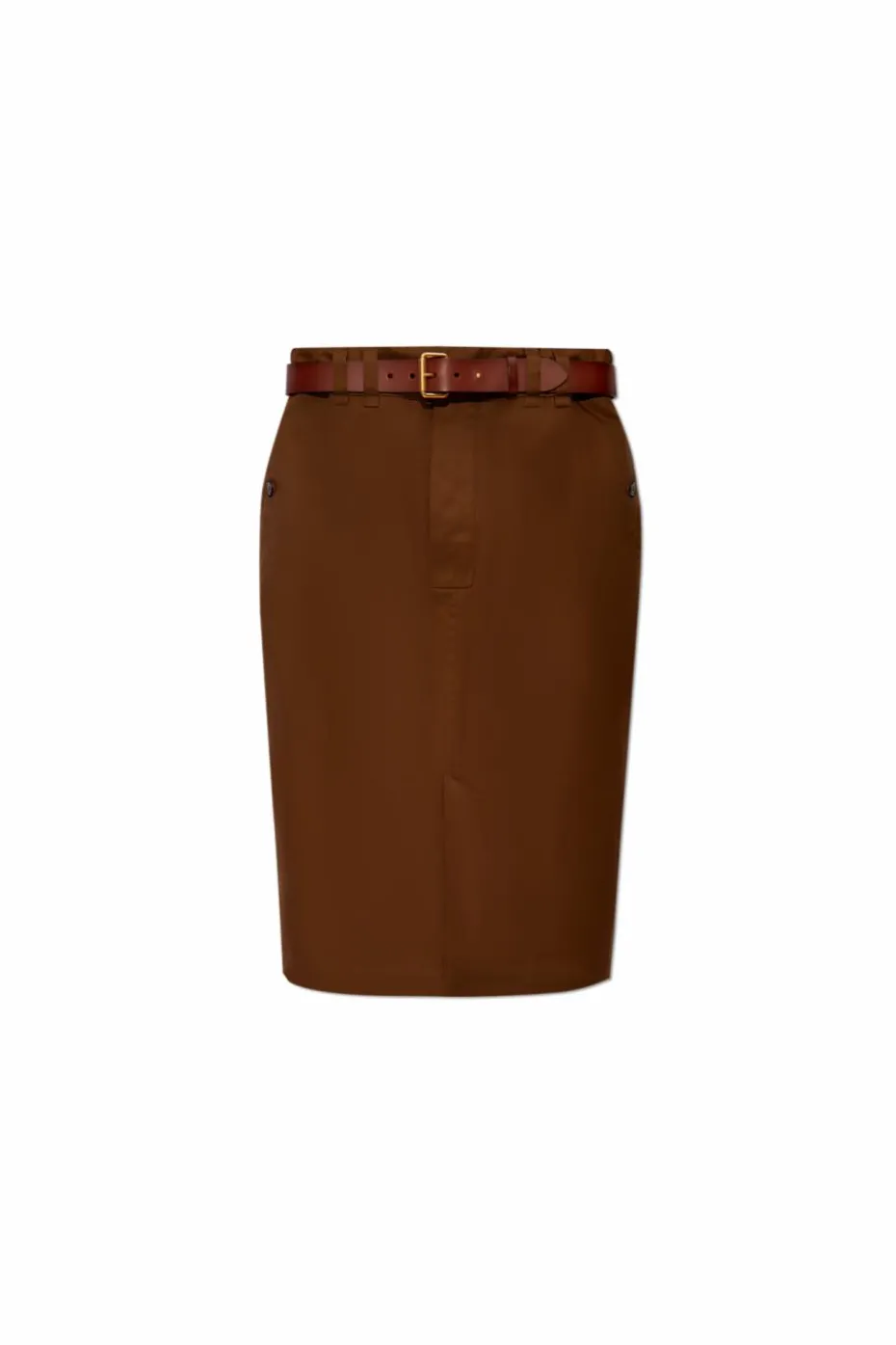 Saint Laurent BRĄZOWY Spódnica z pasem