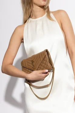 Saint Laurent BRĄZOWY Torba na ramię `Envelope`