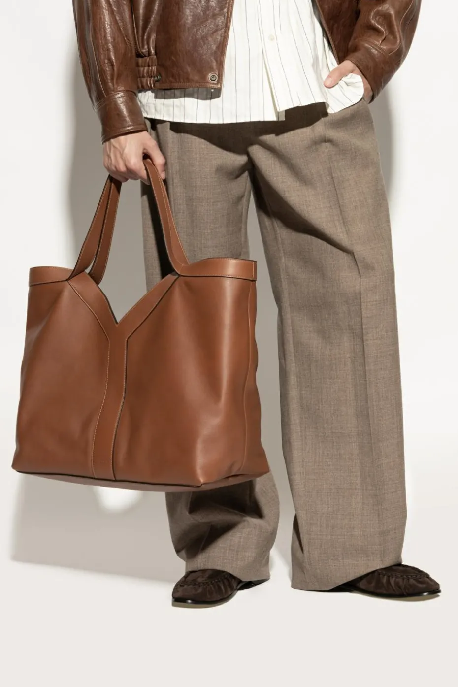 Saint Laurent BRĄZOWY Torba ‘Y Large’ typu ‘shopper’