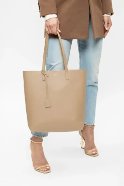 Saint Laurent BRĄZOWY Torba typu ‘shopper’ z logo