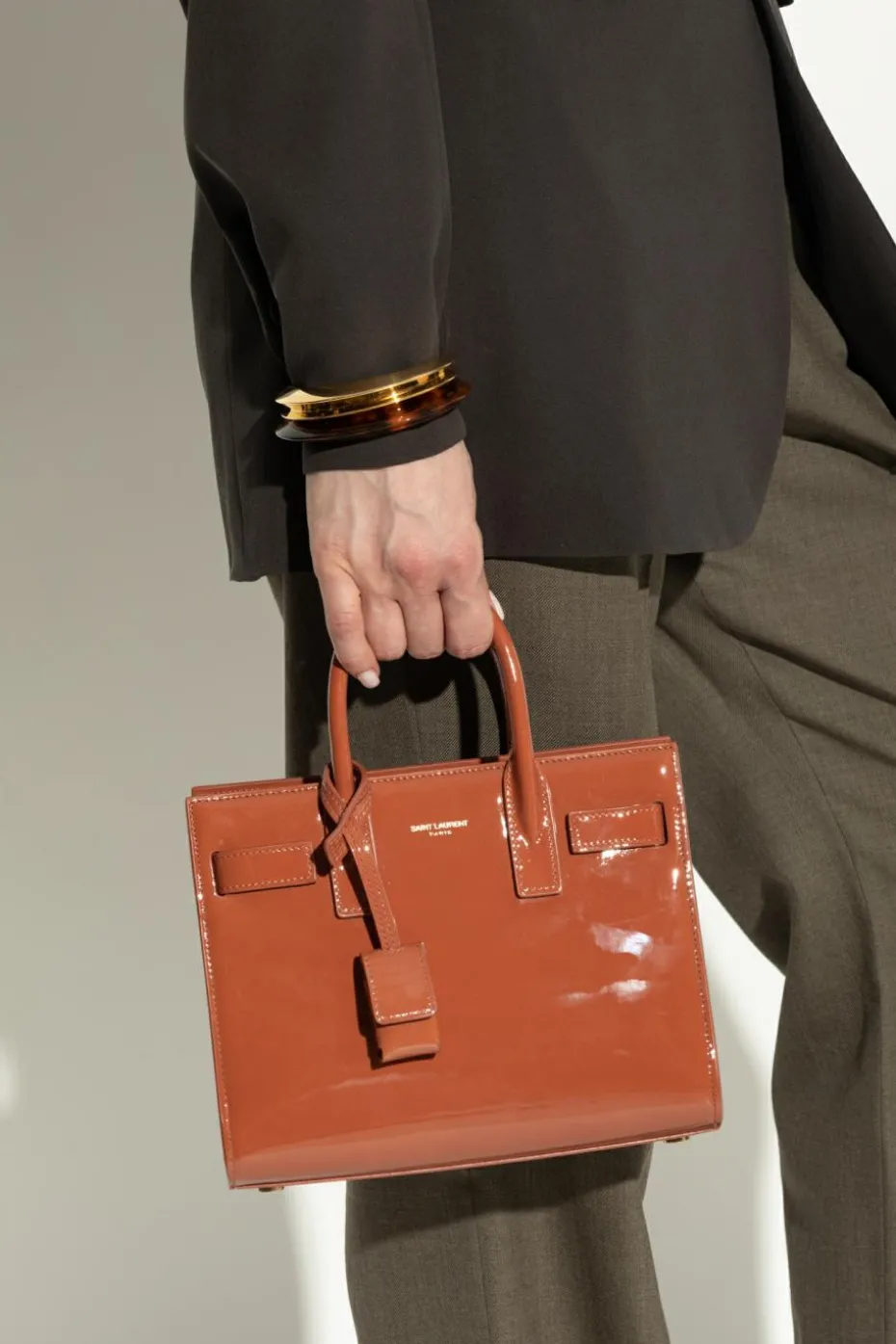 Saint Laurent BRĄZOWY Torba do ręki `Sac de Jour Nano`