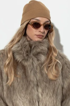 Saint Laurent BRĄZOWY Wełniana czapka