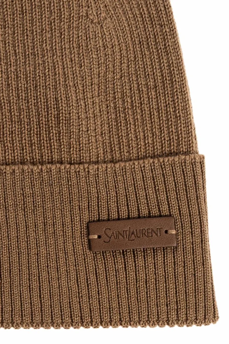 Saint Laurent BRĄZOWY Wełniana czapka