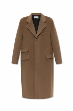 Saint Laurent BRĄZOWY Wełniany płaszcz
