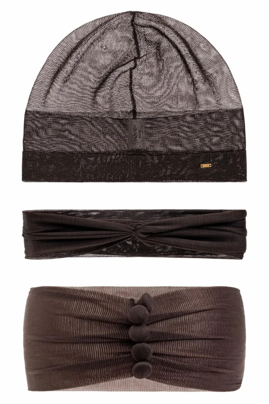 Saint Laurent BRĄZOWY Zestaw: czapka, opaska na głowę oraz choker