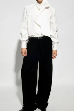 Saint Laurent CZARNY Aksamitne spodnie