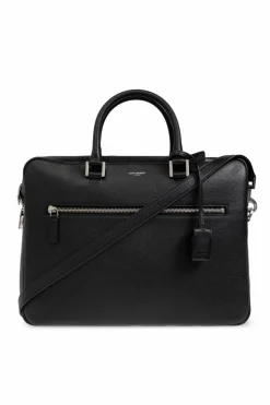 Saint Laurent CZARNY Aktówka `Sac De Jour` z paskiem na ramię