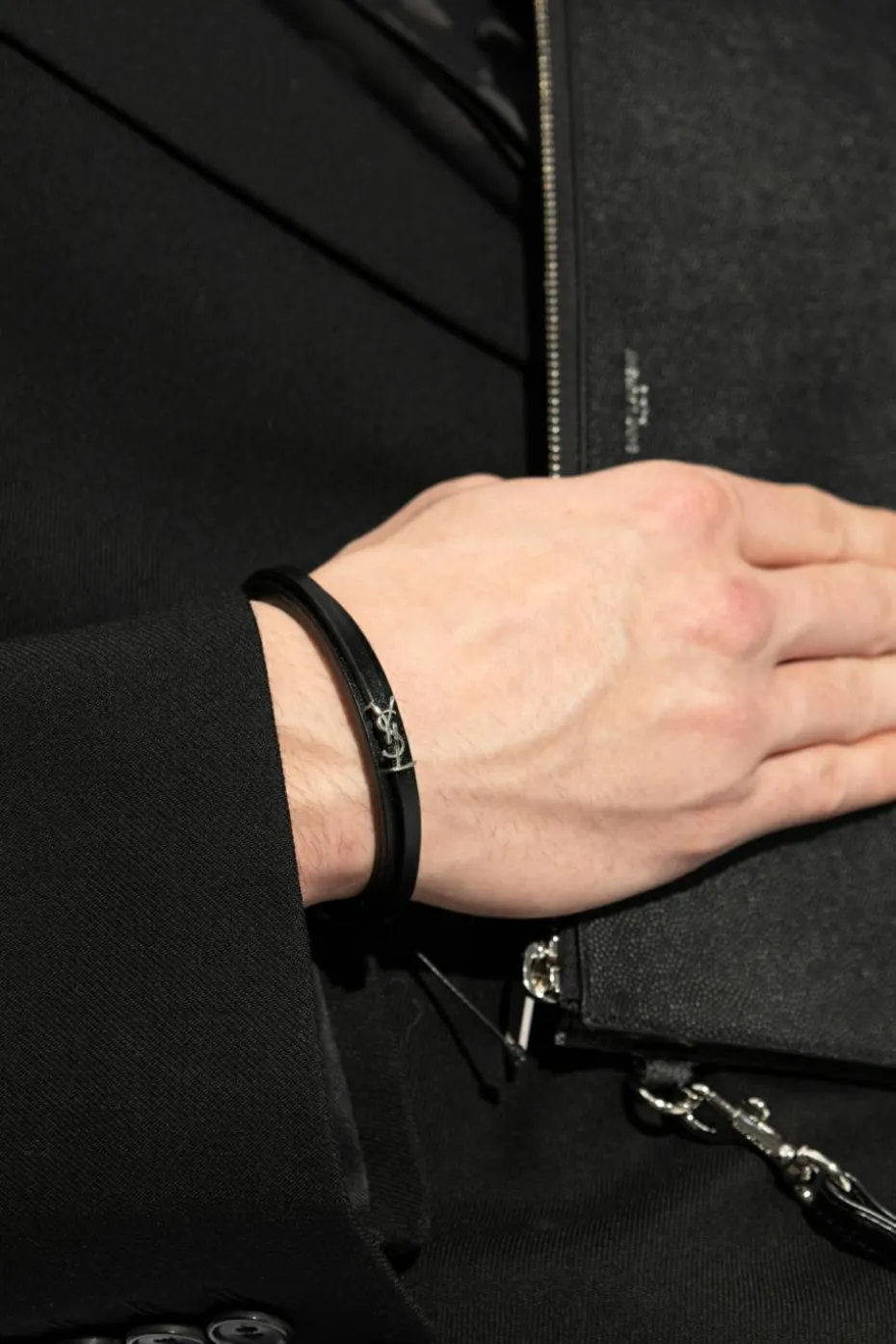Saint Laurent CZARNY Bransoleta ‘Cassandre’