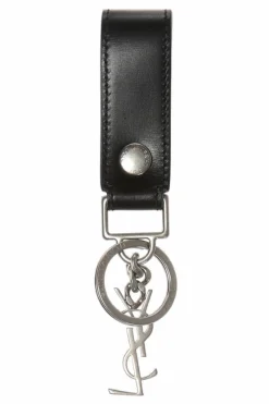 Saint Laurent CZARNY Brelok z metalowym logo