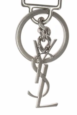 Saint Laurent CZARNY Brelok z metalowym logo