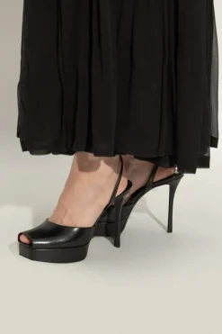 Saint Laurent CZARNY Buty `La Scandale` na platformie