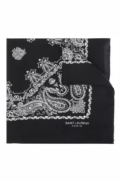 Saint Laurent CZARNY Chusta z motywem ‘paisley’