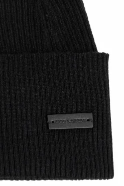 Saint Laurent CZARNY Czapka z naszywką z logo