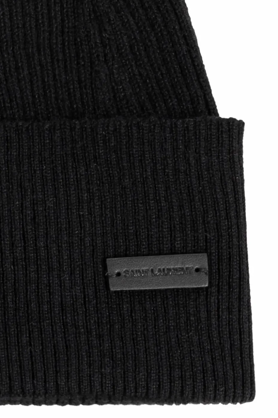 Saint Laurent CZARNY Czapka z naszywką z logo