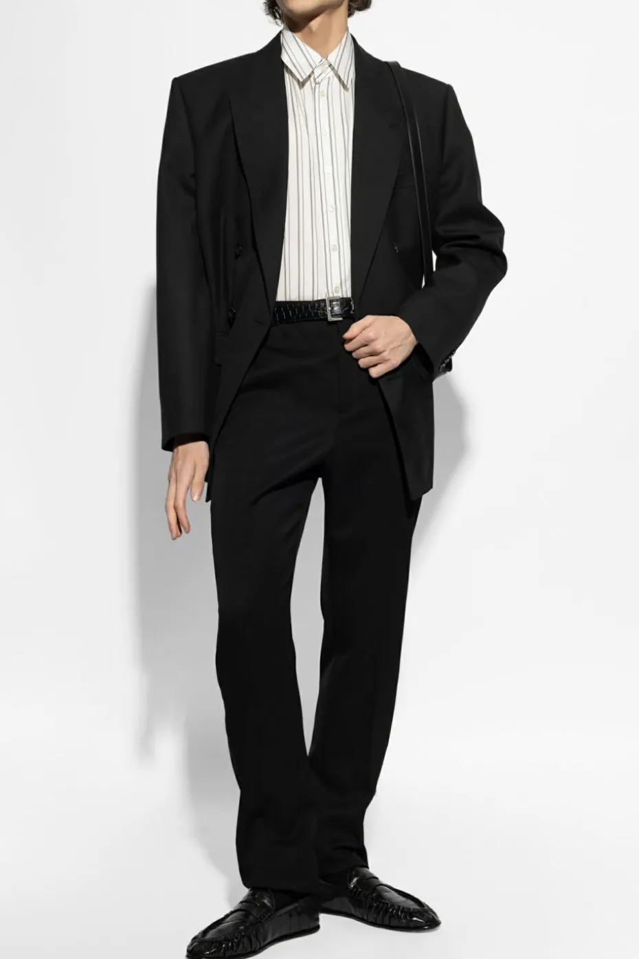 Saint Laurent CZARNY Dwurzędowa marynarka