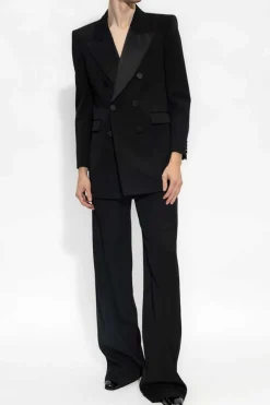 Saint Laurent CZARNY Dwurzędowa marynarka