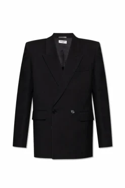 Saint Laurent CZARNY Dwurzędowa marynarka