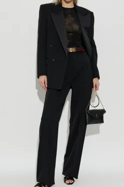Saint Laurent CZARNY Dwurzędowa marynarka