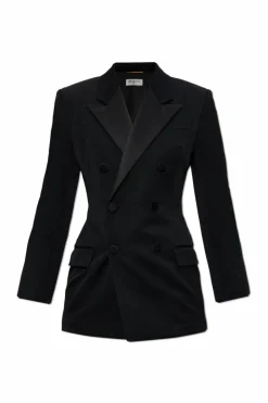 Saint Laurent CZARNY Dwurzędowa marynarka