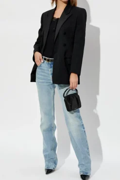 Saint Laurent CZARNY Dwurzędowa marynarka