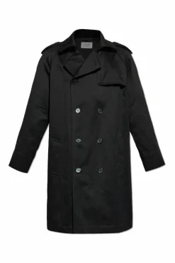 Saint Laurent CZARNY Dwurzędowy trencz