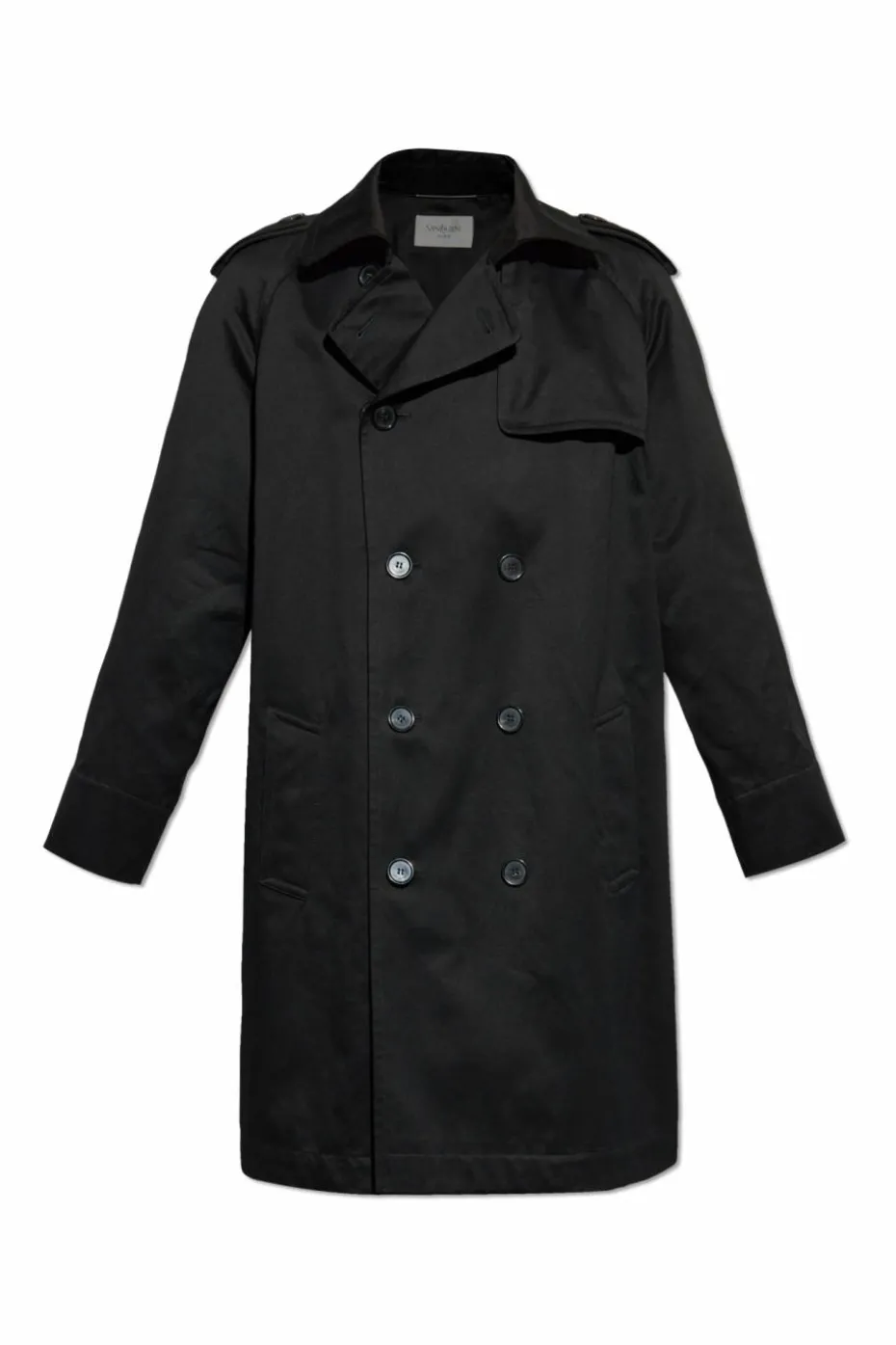 Saint Laurent CZARNY Dwurzędowy trencz