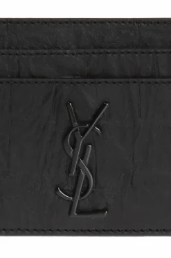 Saint Laurent CZARNY Etui na karty z metalowym logo