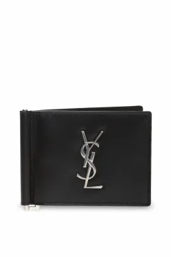 Saint Laurent CZARNY Etui na karty z klipsem na banknoty