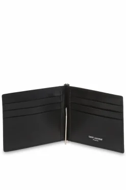 Saint Laurent CZARNY Etui na karty z klipsem na banknoty
