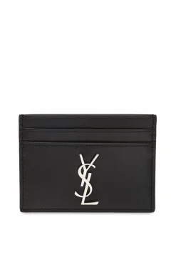 Saint Laurent CZARNY Etui na karty z metalowym logo