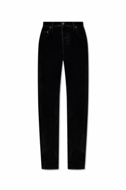 Saint Laurent CZARNY Jeansy o aksamitnym wykończeniu