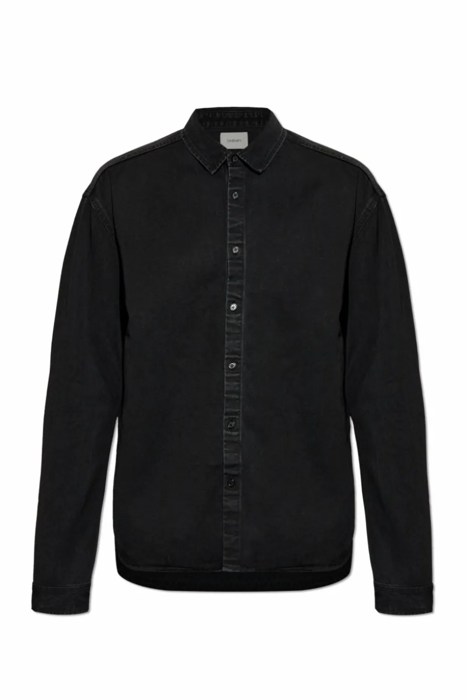 Saint Laurent CZARNY Jeansowa koszula z wyszytym logo