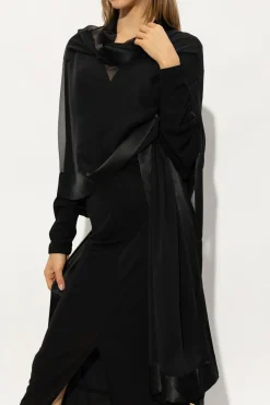 Saint Laurent CZARNY Jedwabny szal
