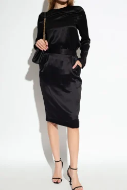 Saint Laurent CZARNY Jedwabny top