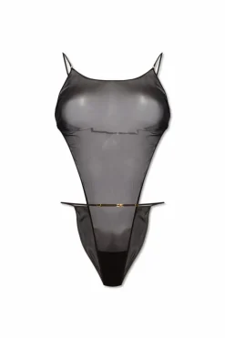 Saint Laurent CZARNY Jedwabne body