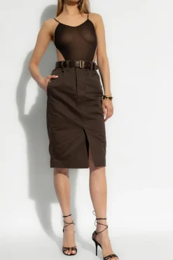 Saint Laurent CZARNY Jedwabne body