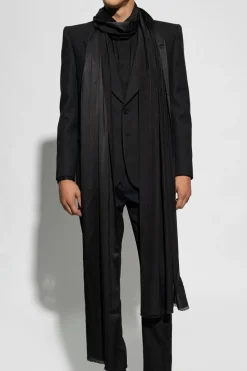 Saint Laurent CZARNY Jedwabny szal