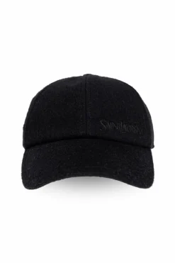 Saint Laurent CZARNY Kaszmirowa czapka z daszkiem