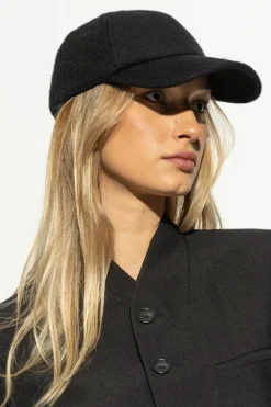 Saint Laurent CZARNY Kaszmirowa czapka z daszkiem