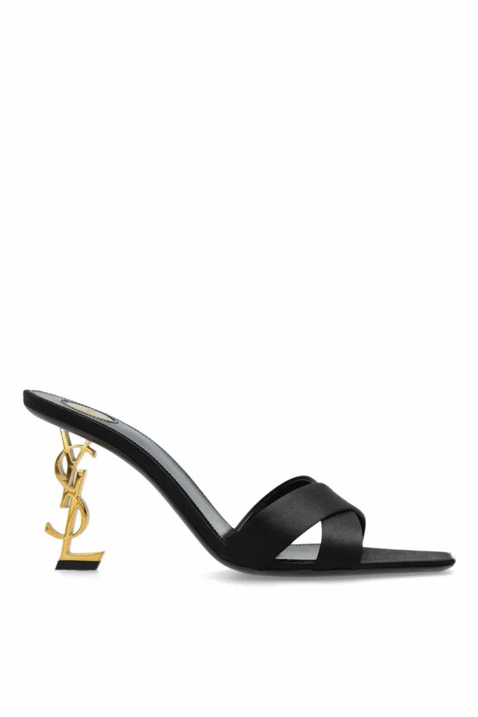 Saint Laurent CZARNY Klapki na obcasie `Opyum`