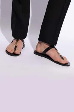 Saint Laurent CZARNY Klapki ‘Cassandre’