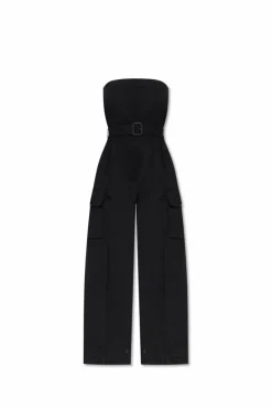 Saint Laurent CZARNY Kombinezon z odkrytymi ramionami