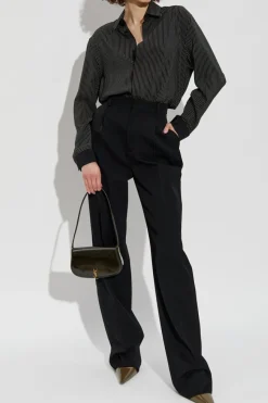 Saint Laurent CZARNY Koszula ze wzorem w prążki