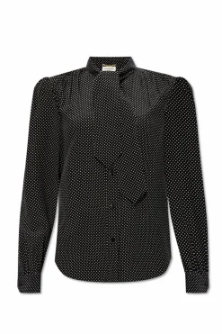 Saint Laurent CZARNY Koszula w kropki